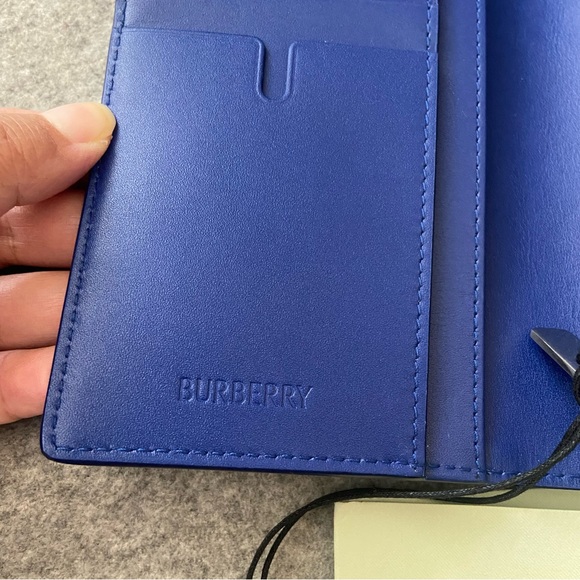 NWT $685 BURBERRY Cobalt Blue Long Folding Leather Wallet - Picture 7 of 12